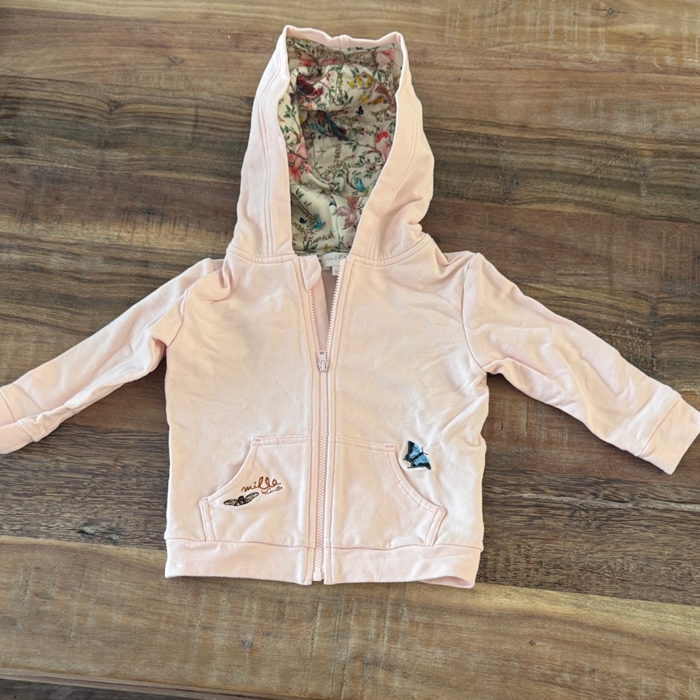 Camilla Light Pink Kids Hoodie with Floral Interior